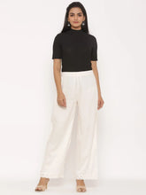 Ivory Rayon Solid Wide-Leg Palazzo